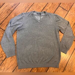Paul Jones sweater men’s Large gray luxury NWT v neck acrylic blend soft NEW